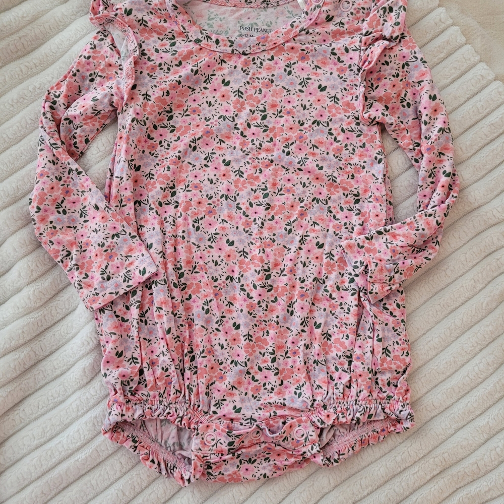 Posh Peanut Pink Floral Baby Romper